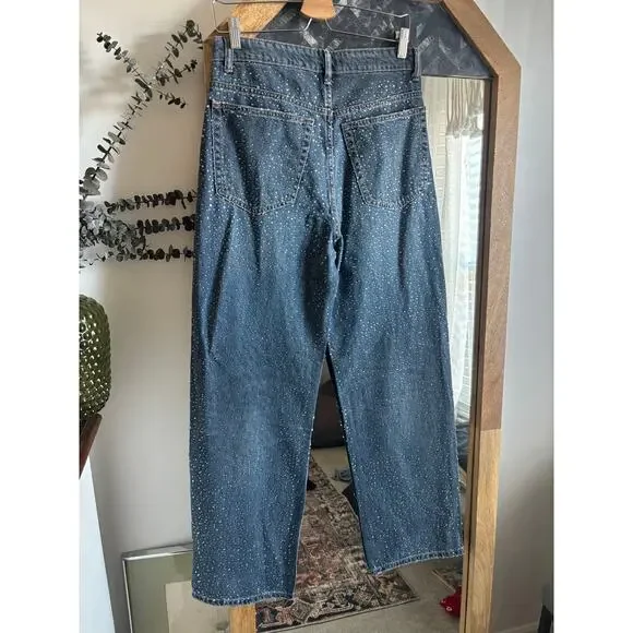 Zara Rhinestone Covered Relaxed Fit Baggy Jeans - Picture 8 of 10